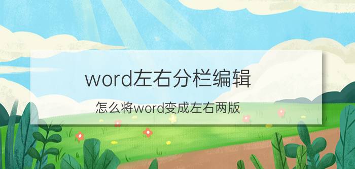 word左右分栏编辑 怎么将word变成左右两版？